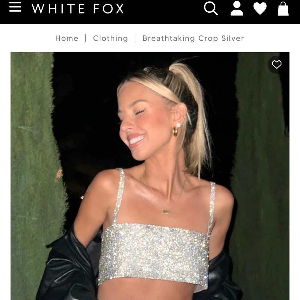 Breathtaking Crop Silver - white fox shirt